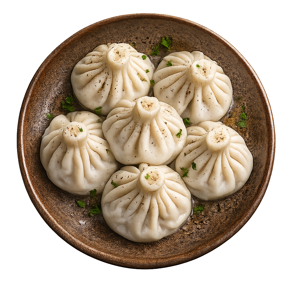 חינקלי עבודת יד במילוי בשר, כיסונים גיארוגים (גרוזינים) מסורתיים מוכנים לבישול